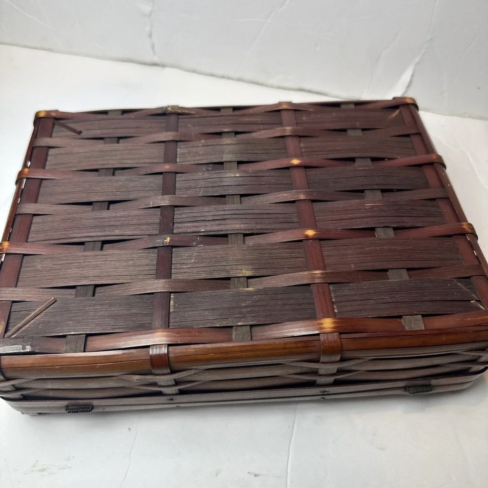 Vintage Bamboo Suitcase Style Basket MCM 10x7x3 Approximate No Handle